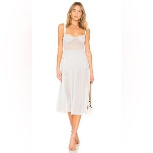 MAJORELLE Gray Silver Pleated Bustier Rina Dress